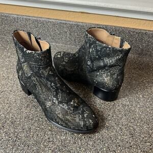 Vionic Women's 8 Snake Skin Print Leather Comfort Casual Chunky Heel Ankle Boots